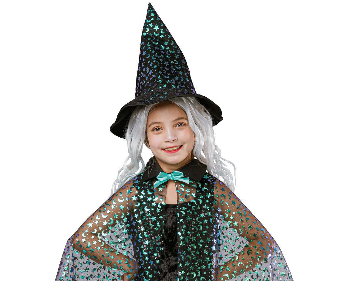 Role play-set for kids Shiny Witch (dress, hat), size 110/120 cm